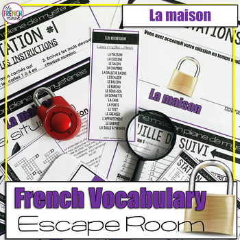 Preview of La maison French vocabulary escape room