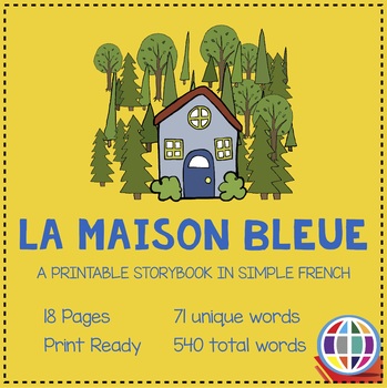 Preview of La maison bleue printable storybook in simple French