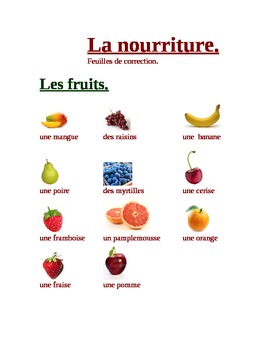 Preview of La nourriture