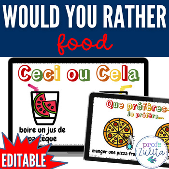 Preview of La nourriture Would you Rather - French Que Préfères Food Vocabulary Game