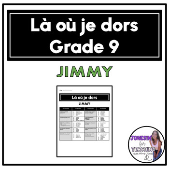 Preview of Là où je dors Grade 9 Jimmy culture Core French Immersion Listening Activity