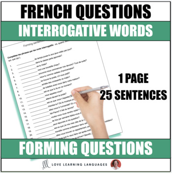 Preview of Forming French Questions With Interrogative Words Worksheet