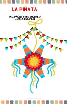 Preview of La piñata coloring page