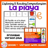 La playa Reading Comprehension Listening | Print & Boom Ca