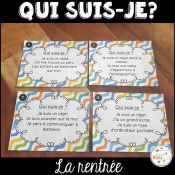 Preview of La rentrée - Cartes à tâches - Qui suis-je? French Back to School Task Cards