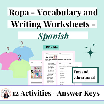 Preview of La ropa - Clothing - Spanish Vocabulary and Writing Worksheets