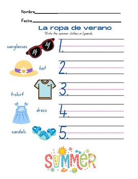 LA ROPA DE VERANO - Spanish Summer Clothing 