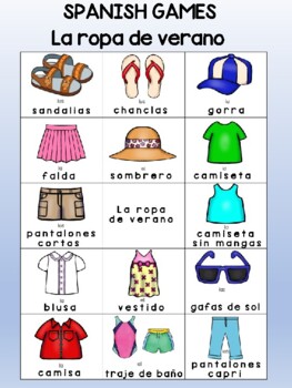 La ropa de verano / summer clothes SPANISH Games