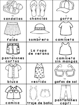 La ropa de verano / summer clothes SPANISH Games by Vari-Lingual