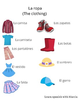 La ropa en español by Marcia Gonzalez | TPT
