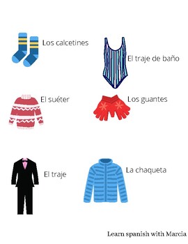 La ropa en español by Marcia Gonzalez | TPT
