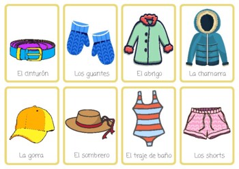 La ropa flashcards, Spanish clothing flashcards by Languages with Fanniela