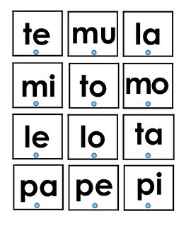 La silaba inicial Tarjetas de practica Syllables in Spanish | TPT