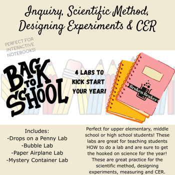 Preview of Lab Bundle- 4 Labs for inquiry, scientific method, designing experiments & CER