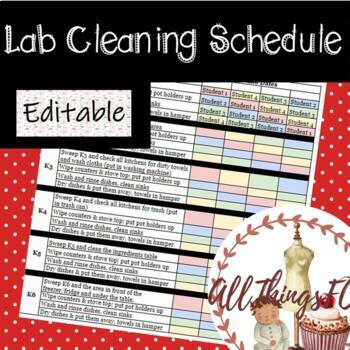Preview of Lab Cleaning Schedule