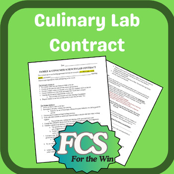 Preview of Lab Contract - Family Consumer Science - Cooking Labs