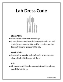 Preview of Lab Dress Code Poster for Cooking Stations