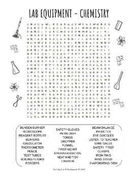 Lab Equipment Chemistry Checklist - Wordsearch Puzzle Worksheet by ...