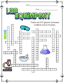 Lab Equipment Crossword Puzzle by Jodi #39 s Jewels TpT