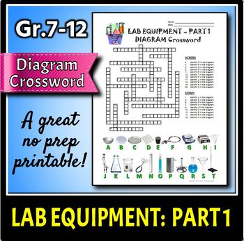 Preview of Lab Equipment Crossword with Diagram - Part 1 - FREE! {Editable}