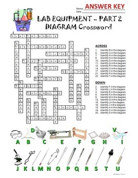 Lab Equipment Crossword with Diagram Part 2 Printable Distance