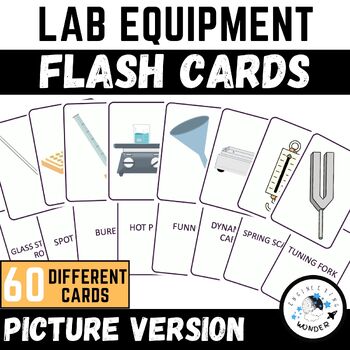 Preview of Lab Equipment Flash Cards with Pictures, Science Skills, Safety, Double Sided
