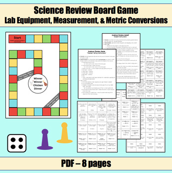 Preview of Lab Equipment, Measurement, & Metric Conversions BOARD GAME! (Printable)