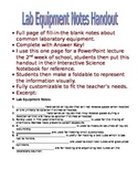 Lab Equipment Notes or Handout with Answer Key