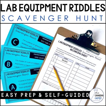 Preview of Lab Equipment Riddles Scavenger Hunt - Chemistry Lab Safety Activity