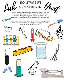 Lab Equipment Scavenger Hunt-Mix Match- Three activities Including Keys!