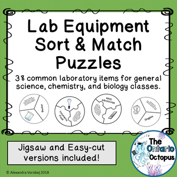 Preview of Lab Equipment Sort & Match 3-Way Puzzles: 38 Common Lab Items