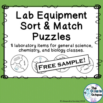 Preview of Lab Equipment Sort & Match 3-Way Puzzles: 8 Item Free Sampler