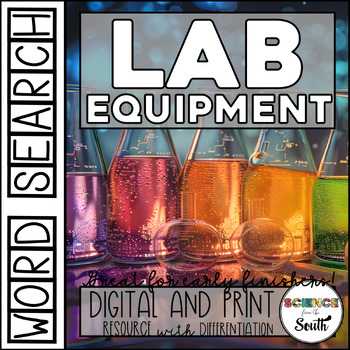 Preview of Lab Equipment Tools Word Search Beginning of Year Activity in Print and Digital