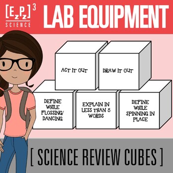 Preview of Lab Equipment Vocabulary Review Cubes | Science Vocabulary Activity