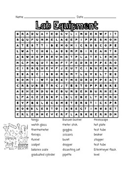 Lab Equipment Word Search by Learning is Lots of Fun | TPT