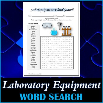 Lab Equipment Word Search Puzzle by TechCheck Lessons | TPT