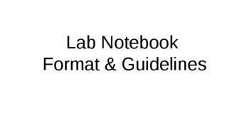 Preview of Lab Notebook  Format & Guidelines
