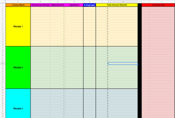 Preview of Lab Order Spreadsheet- Automatically Create a Grocery List for Multiple Classes