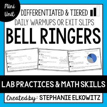 Preview of Lab Safety, Lab Tools and Measurement Bell Ringers | Printable & Digital