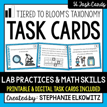 Preview of Lab Safety, Lab Tools and Measurement Task Cards | Printable & Digital