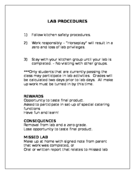 Preview of Lab Procedures and Safety Guidelines for the FACS Classroom