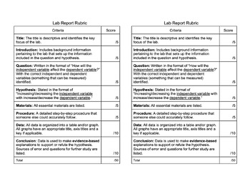 Preview of Lab Report Rubric