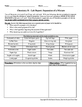 Preview of Lab Report - Separating a Mixture