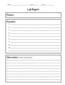 Lab Report Template by The Maryland Teacher | TPT