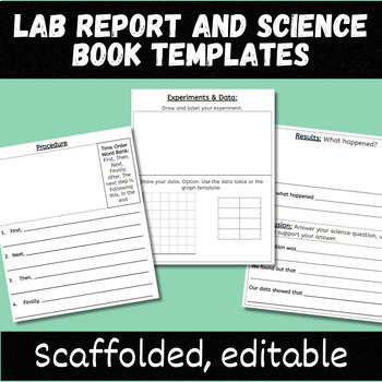 Preview of Lab Reports and Science Books Scaffolded Lap Report Templates