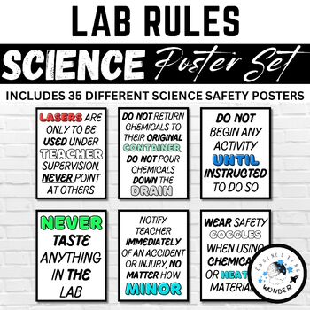 Lab Rules Science Safety Posters by Engineering Wonder | TPT