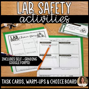 Preview of Lab Safety Activities: Warm Ups, Task Cards and Choice Board Project