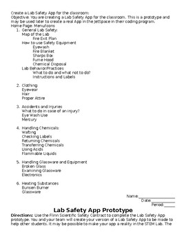 Preview of Lab Safety App Prototype Activity