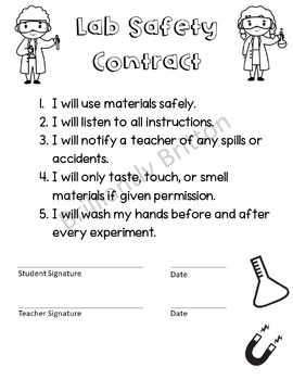 Lab Safety Contract- FREEBIE by Brilliantly Britton | TPT