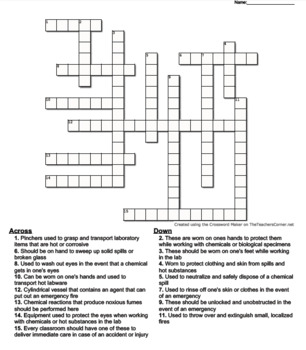 Lab Safety Crossword Puzzle Mark Library - Bank2home.com